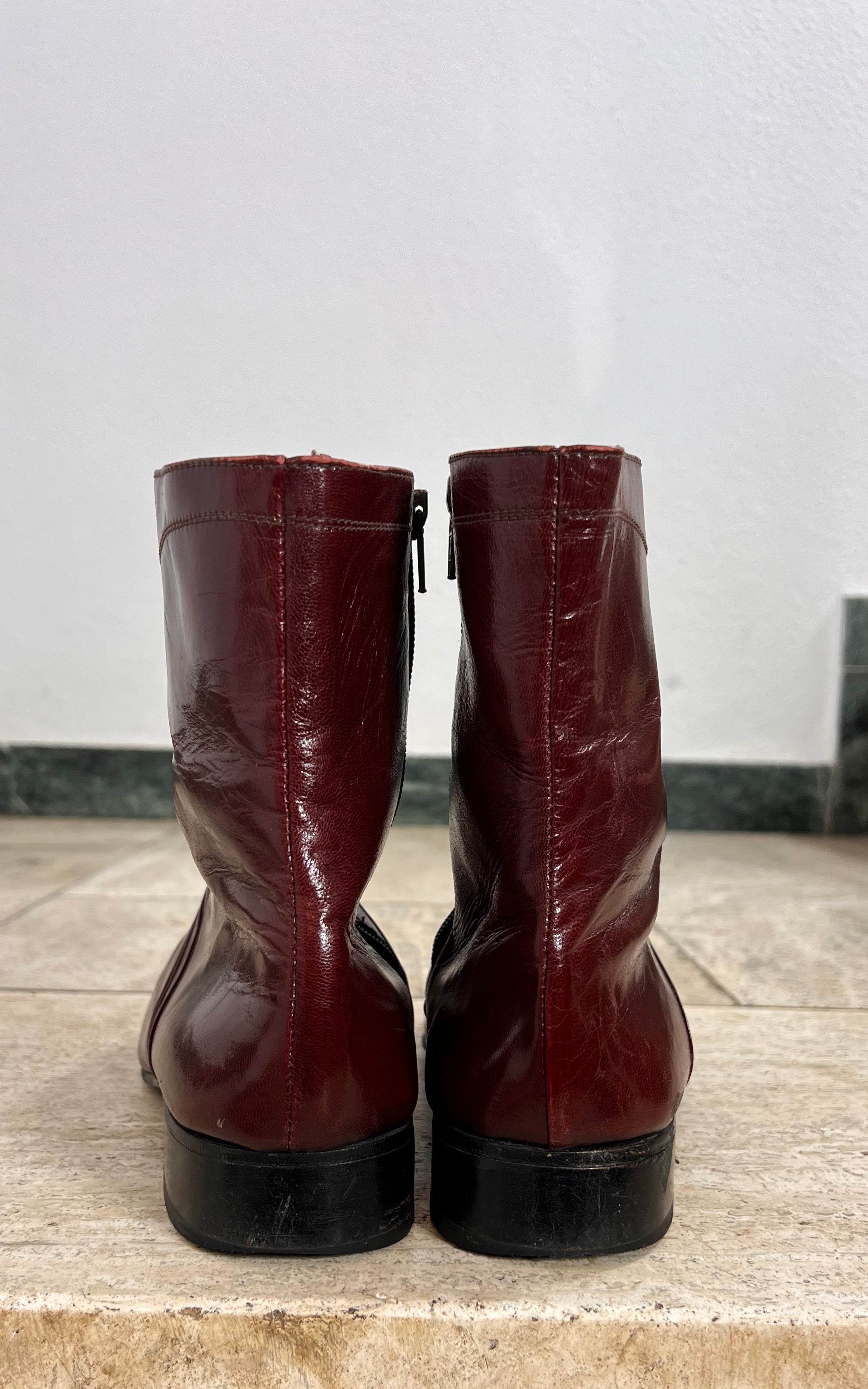 Vintage MENS 70s Burgundy Ankle Boots 42