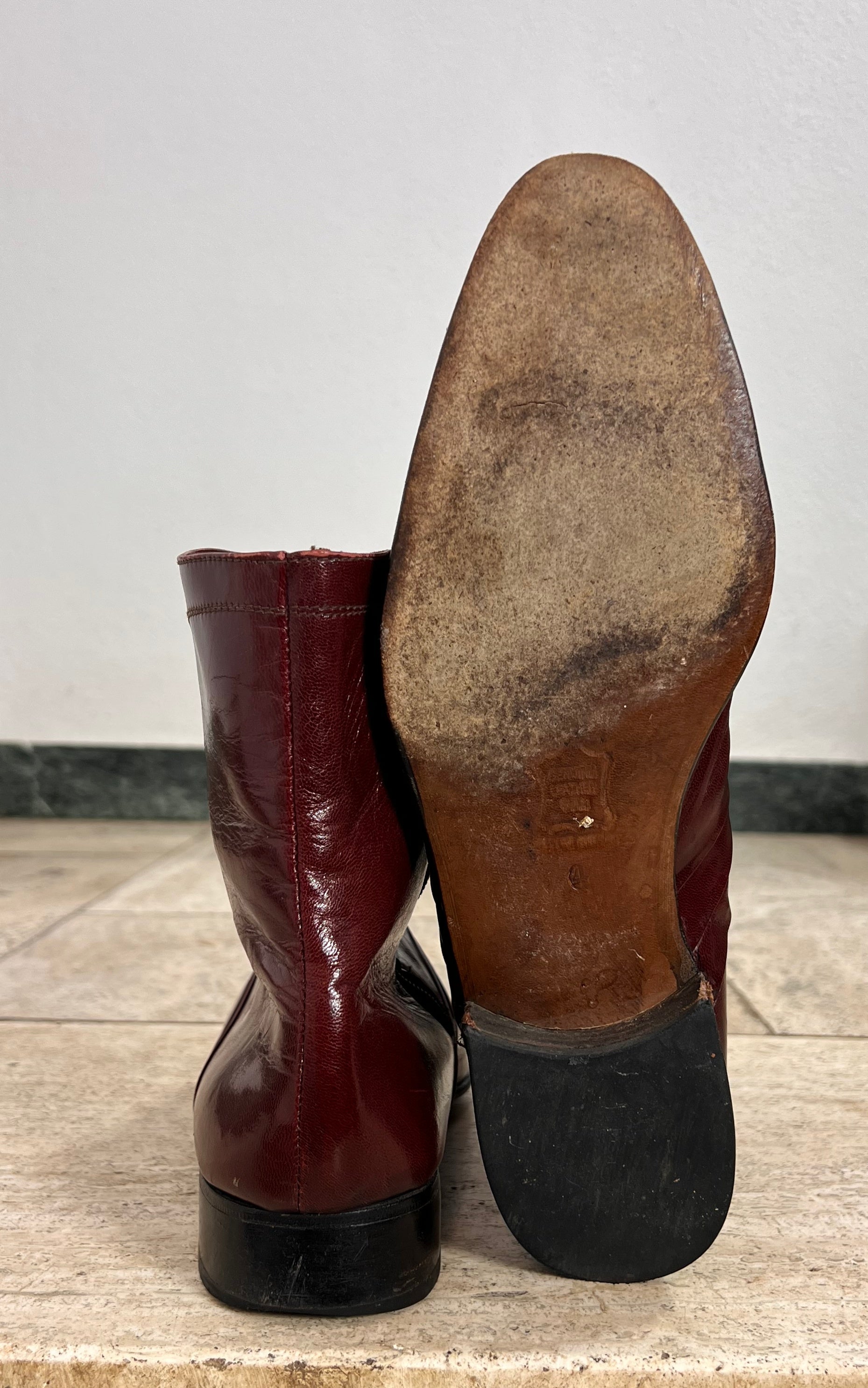 Vintage MENS 70s Burgundy Ankle Boots 42