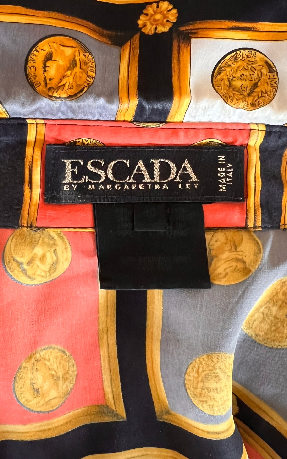 Vintage Escada Coin-Print Silk Blouse