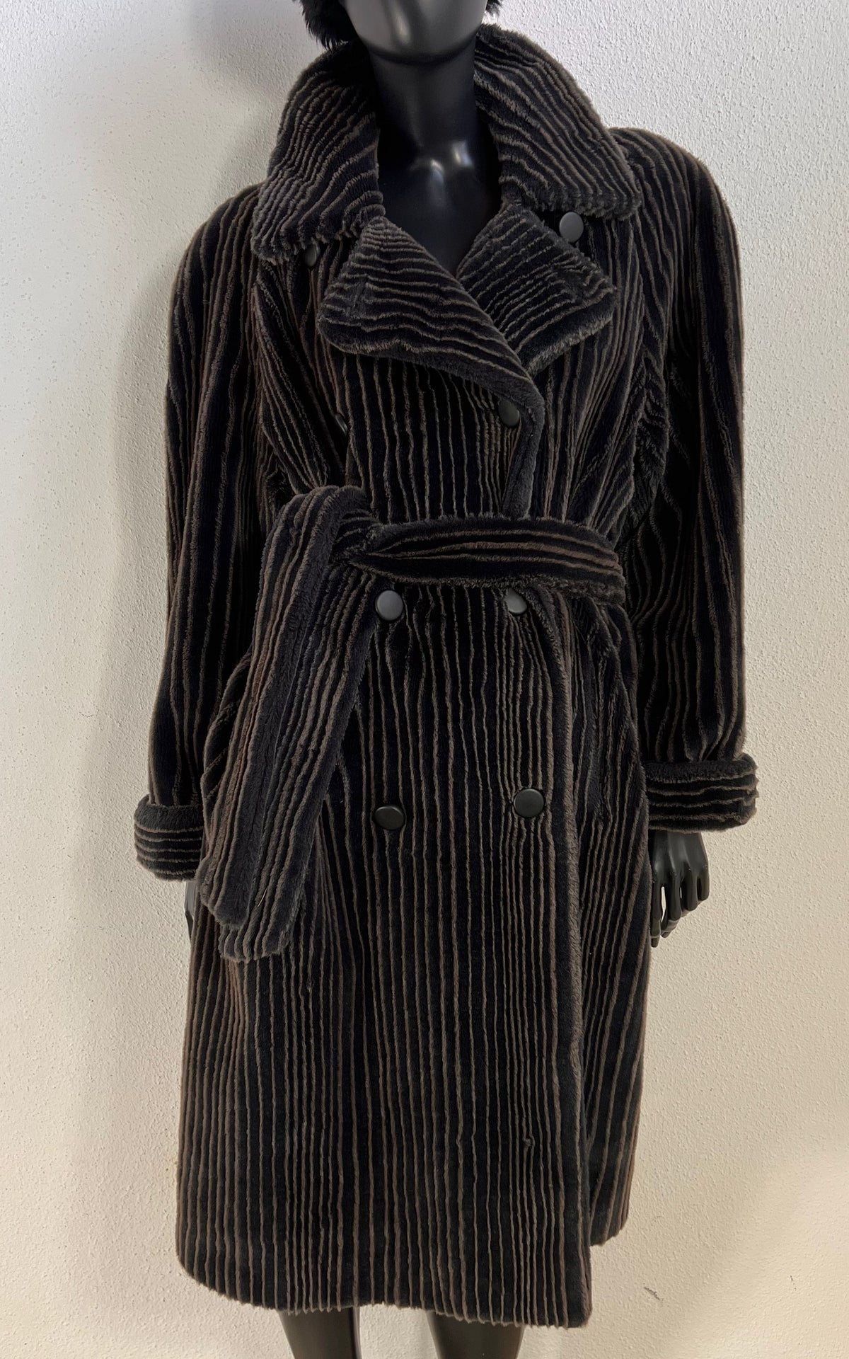 Vintage Michel Alexis Paris Ribbed Faux Fur Coat