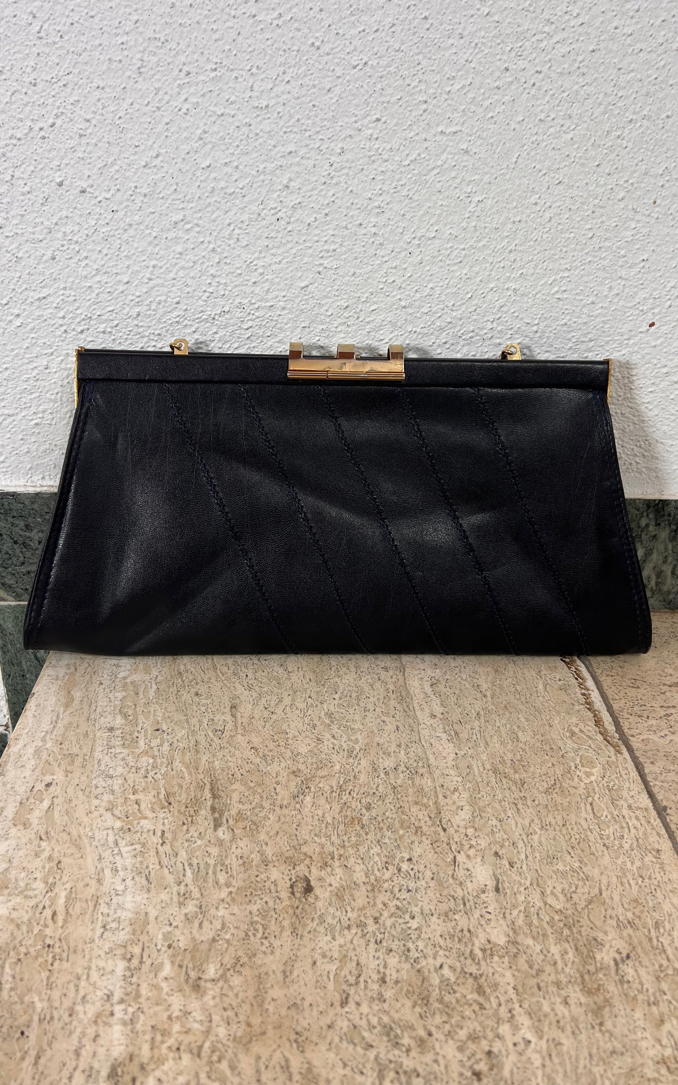 Vintage Darkblue 70s Clutch Bag