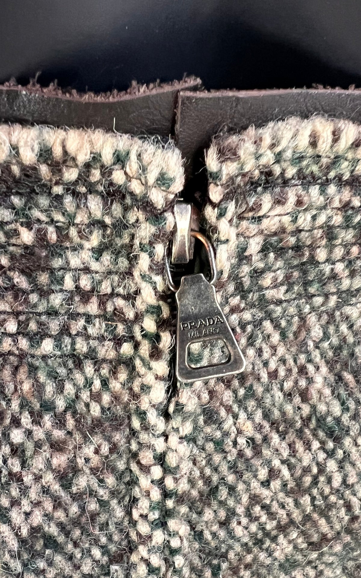 Vintage Prada Wool Tweed A-Line Skirt