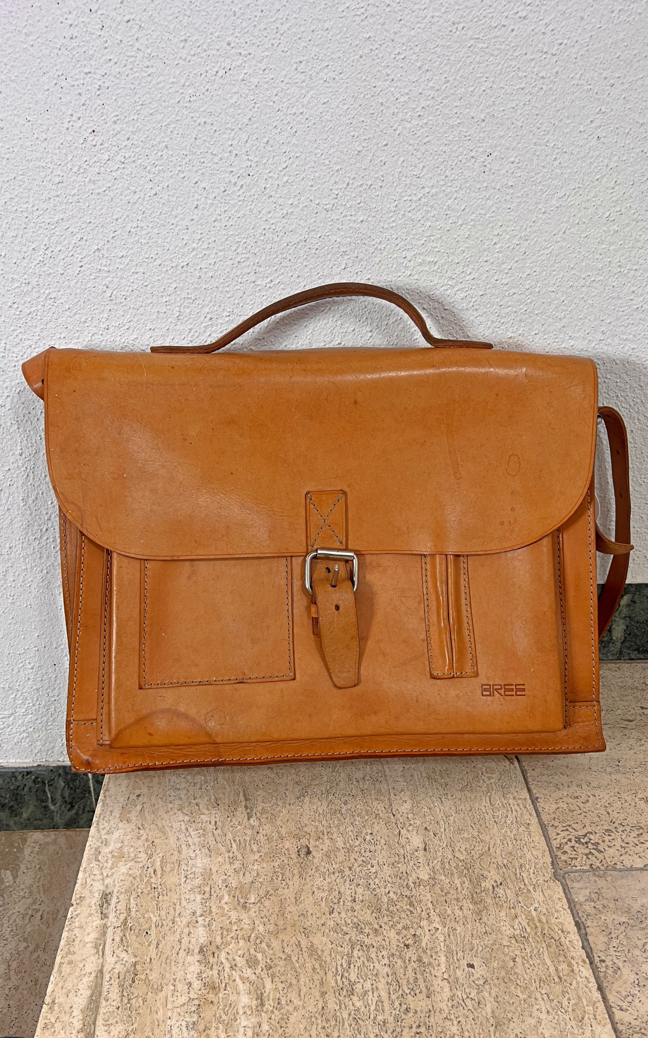 Vintage BREE Natural Leather Satchel / Backpack
