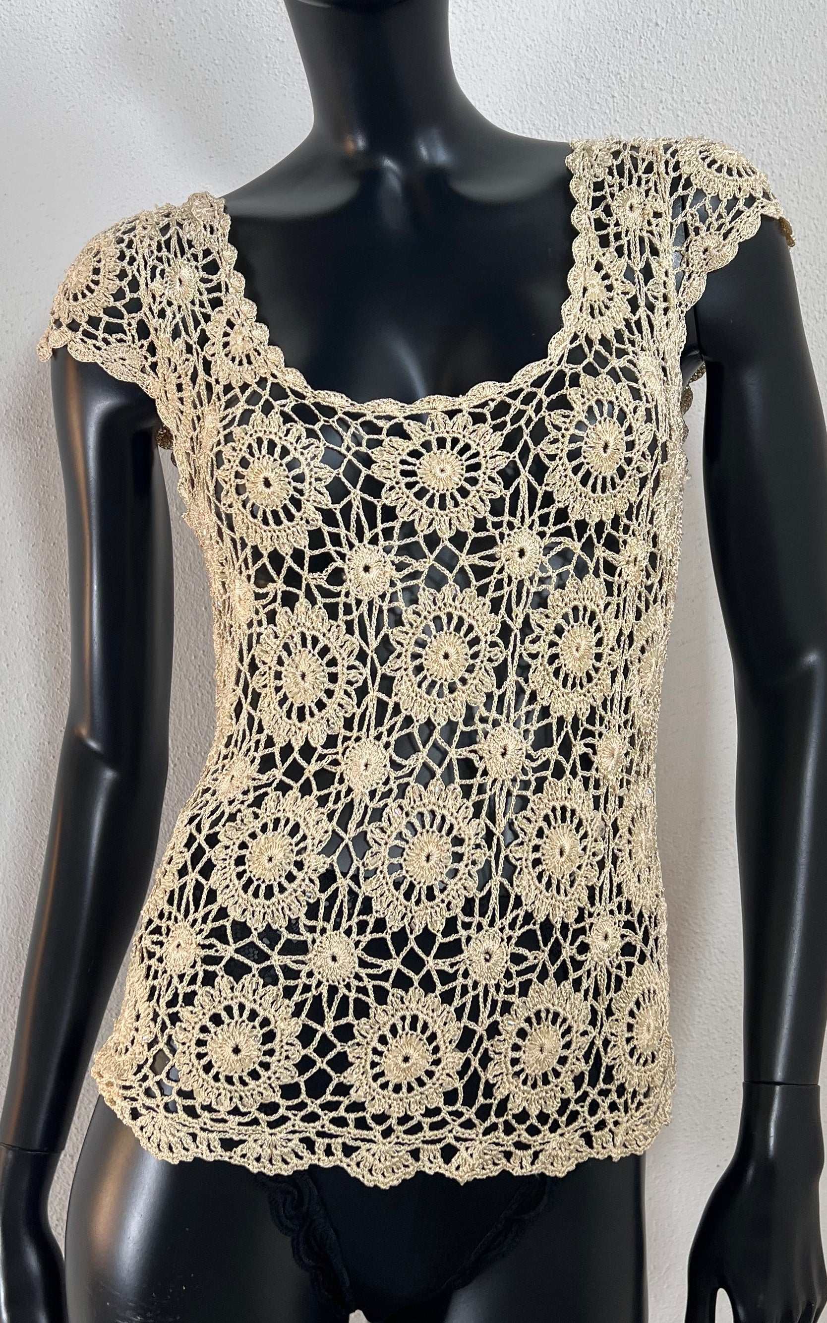 Vintage Sequins Crochet Top
