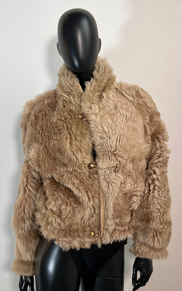 Vintage Cropped Curly Shearling Jacket