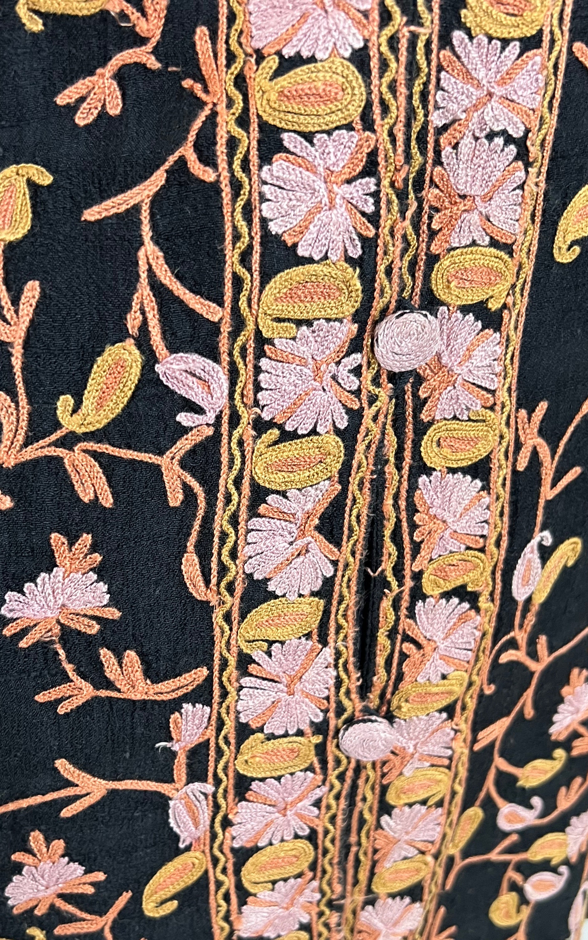 Vintage Antique Silk Embroidery Coat Dress