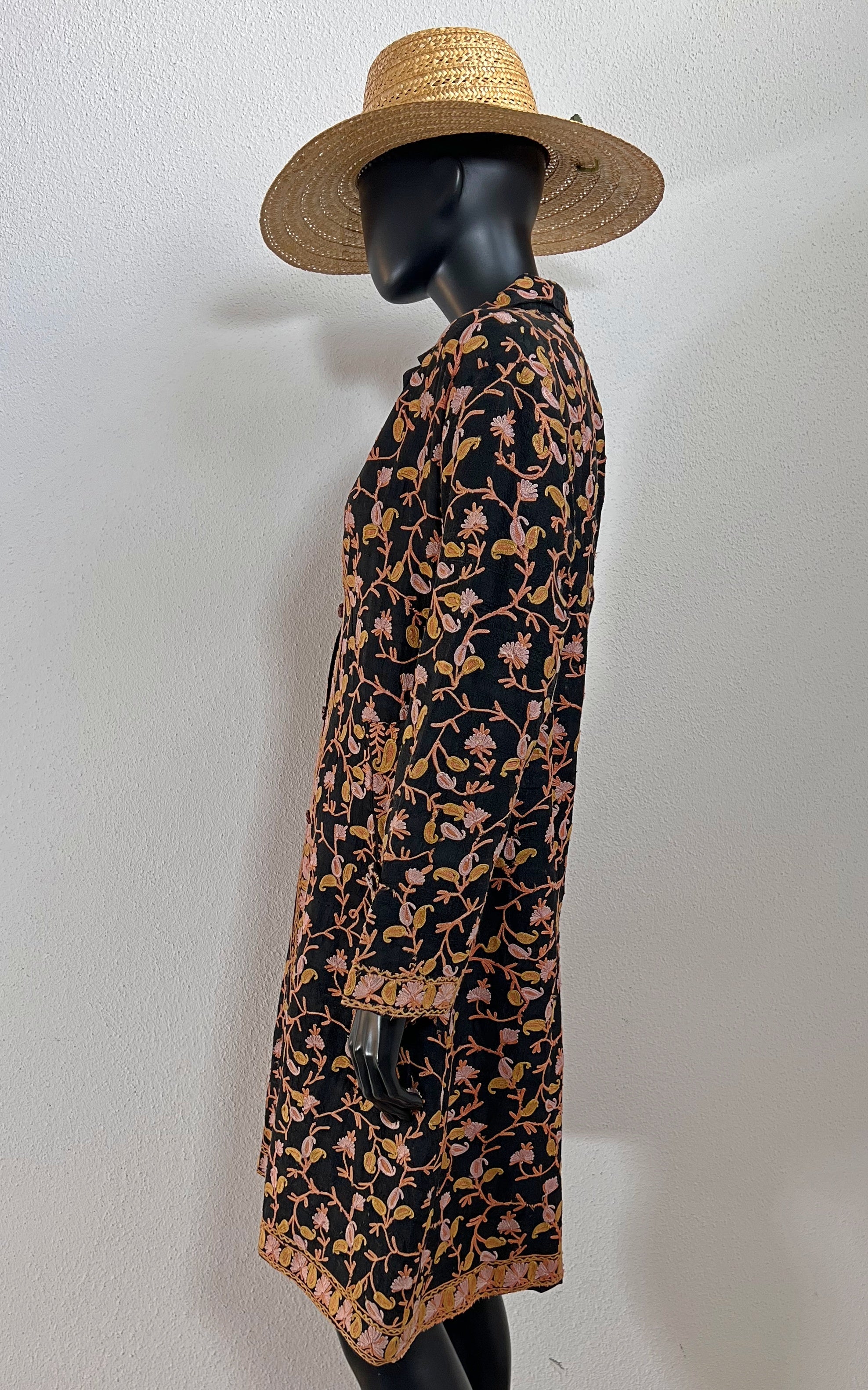 Vintage Antique Silk Embroidery Coat Dress