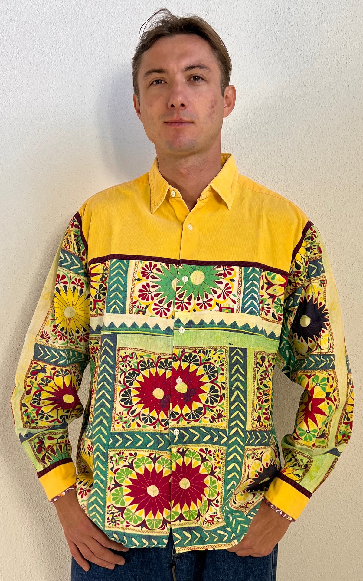 Vintage 90s MENS Replay Made in Italy Colourful Cotton Shirt
