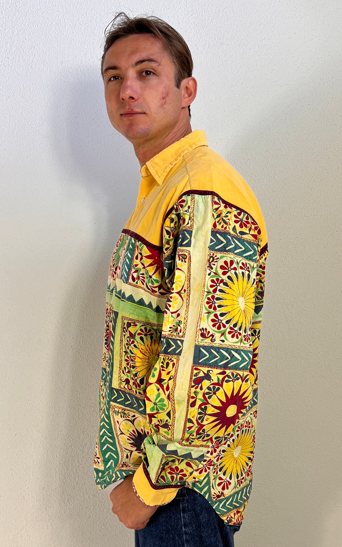 Vintage 90s MENS Replay Made in Italy Colourful Cotton Shirt
