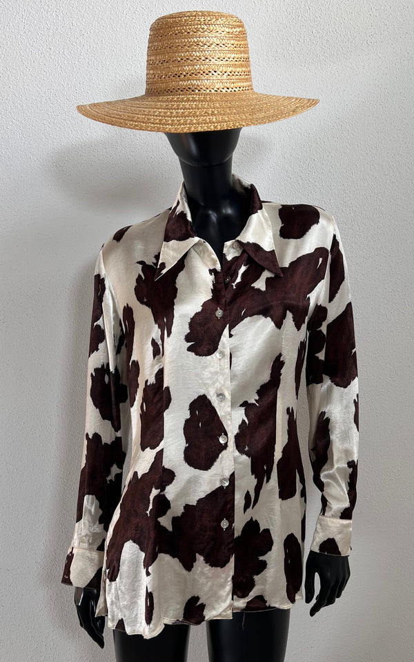 Vintage Wallis Cow Print Satin Blouse