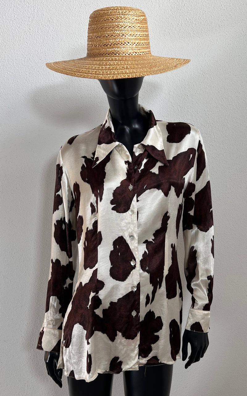 Vintage Wallis Cow Print Satin Blouse