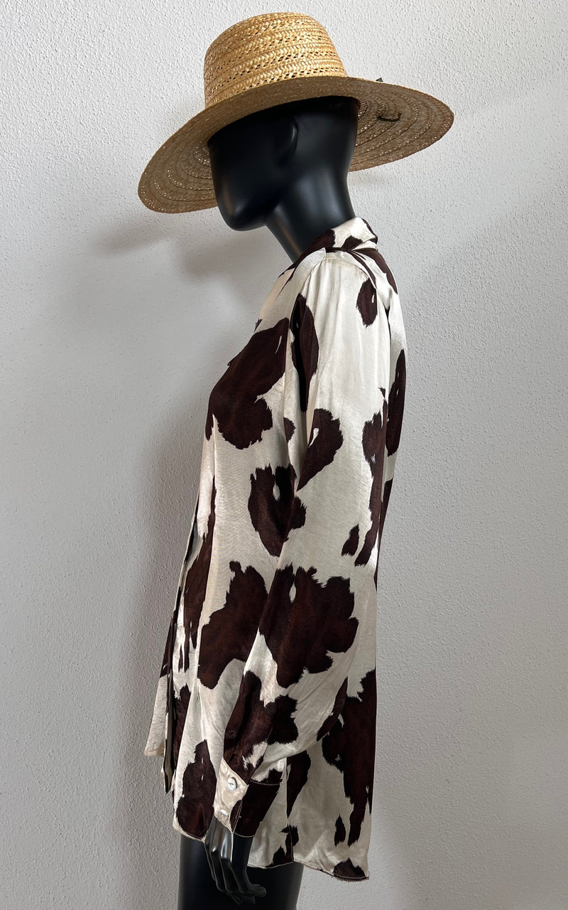 Vintage Wallis Cow Print Satin Blouse