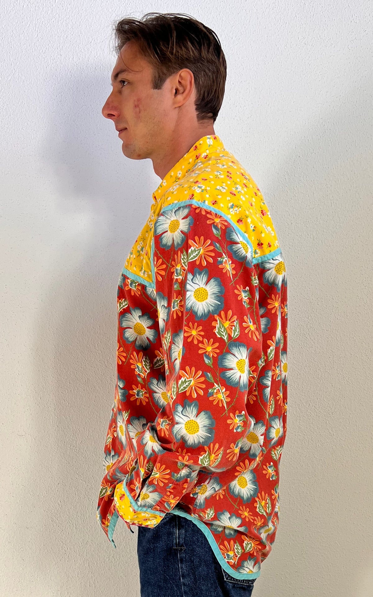 Vintage 90s MENS Replay Floral Patchwork Cotton Shirt – Size XXL