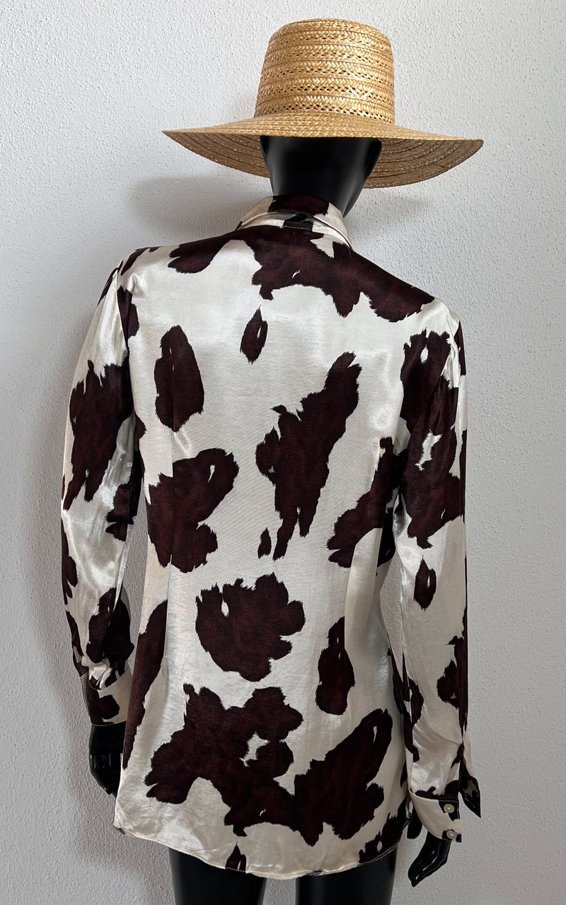 Vintage Wallis Cow Print Satin Blouse