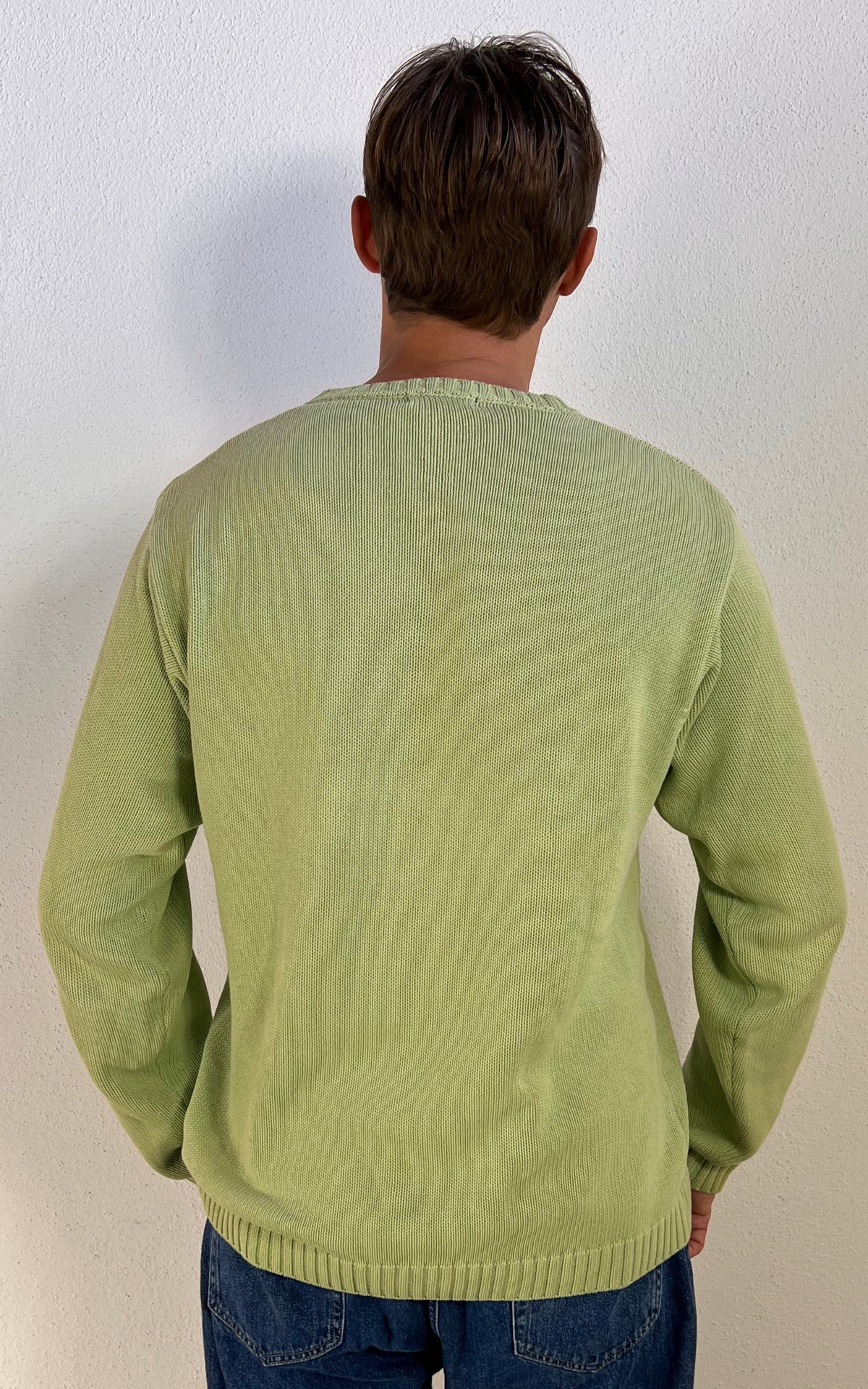 GANT MENS Cotton V-Neck Sweater – Pistachio Green