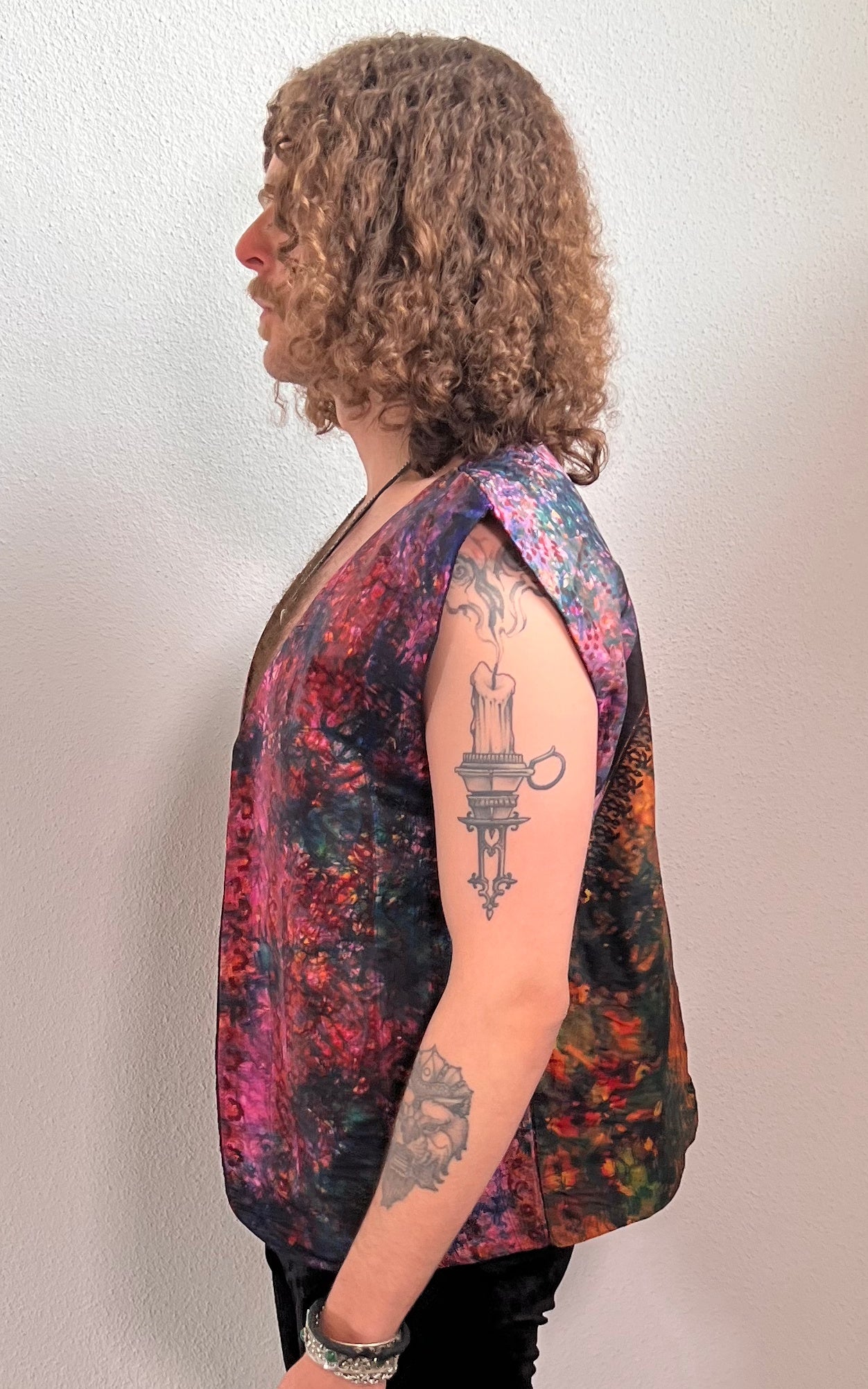 Vintage MENS 70s Tye Dye Silk Waistcoat