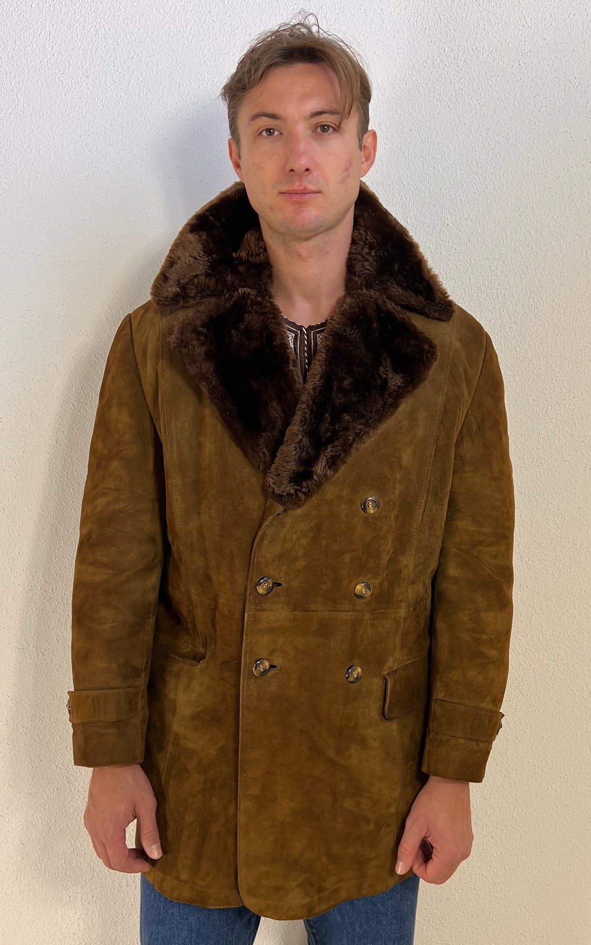 Vintage 70s MENS Shearling & Faux Fur Lined Jacket