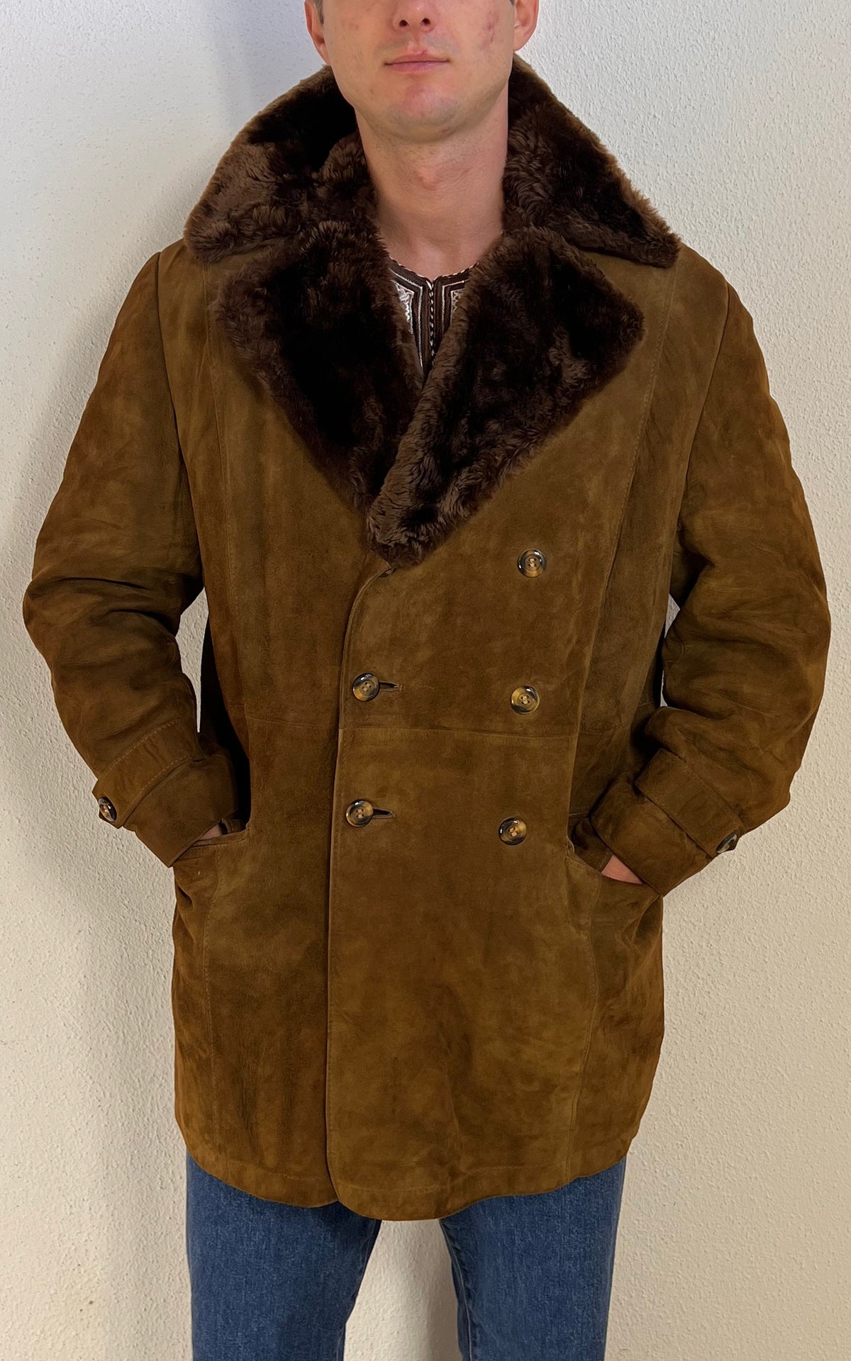 Vintage 70s MENS Shearling & Faux Fur Lined Jacket