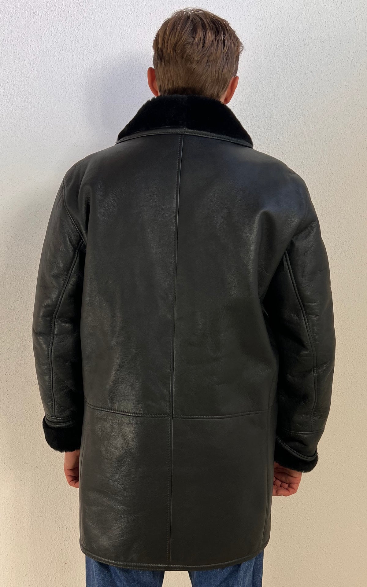 Vintage MENS Hide Society Canada Black Shearling Coat