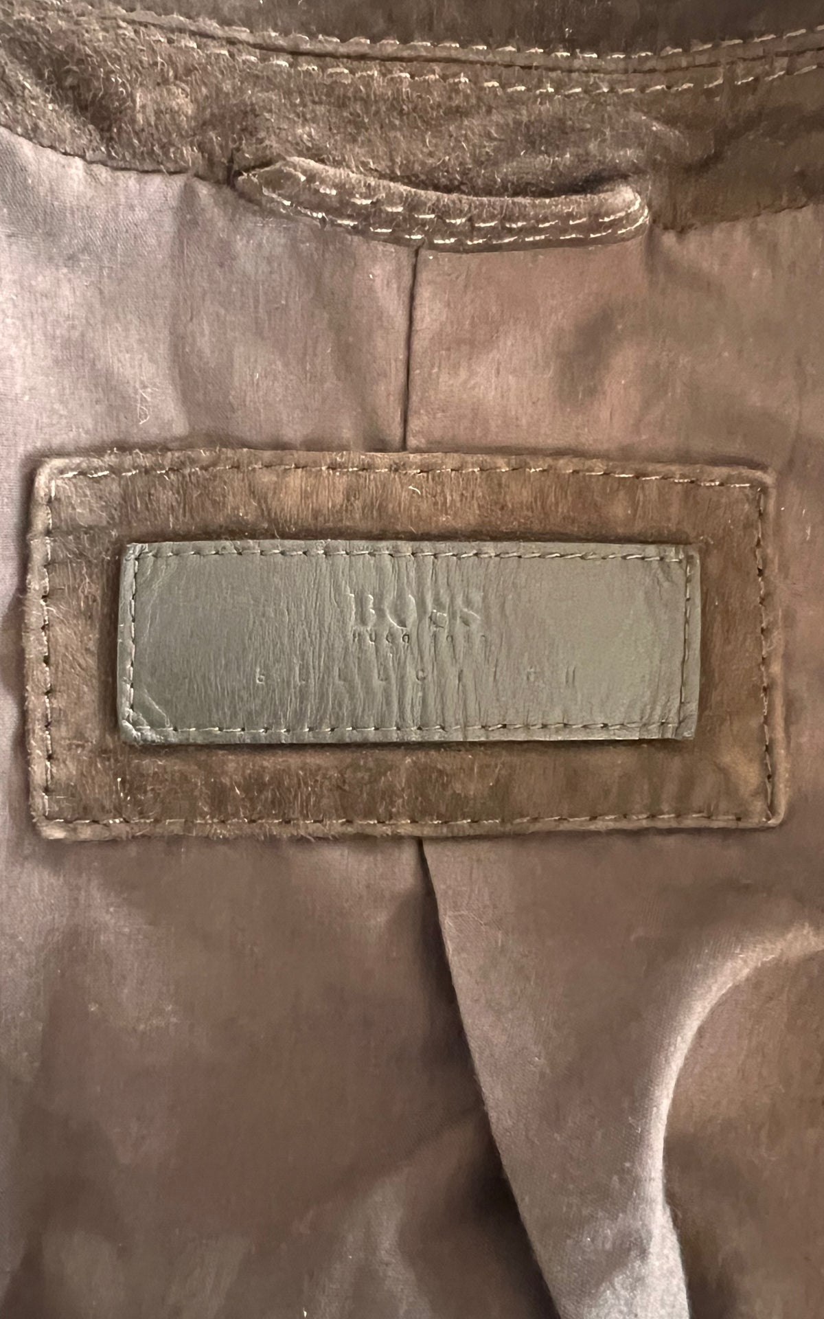 Vintage MENS HUGO BOSS Dark Brown Suede Leather Jacket