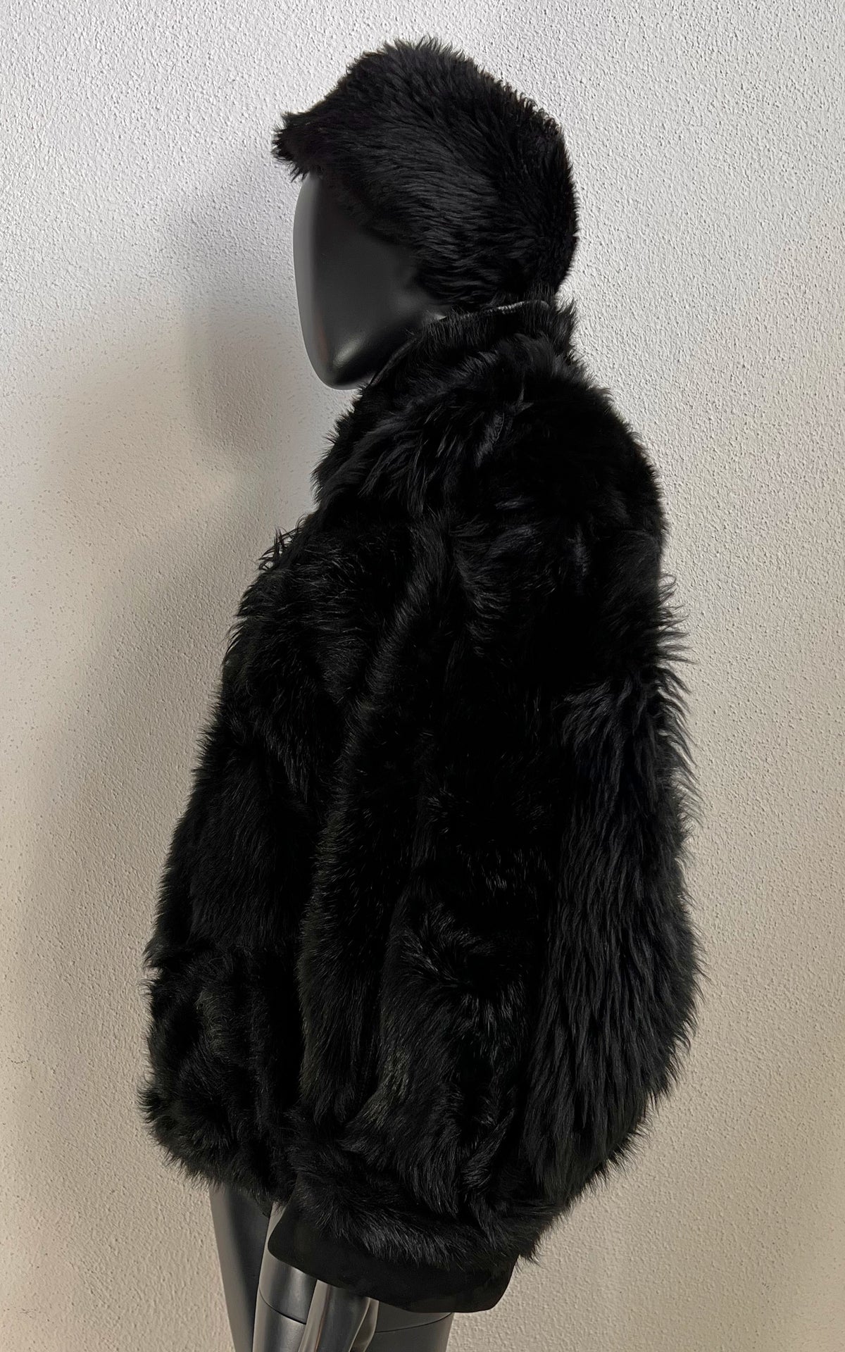 Reworked Curly Lamb Shearling Jacket Black