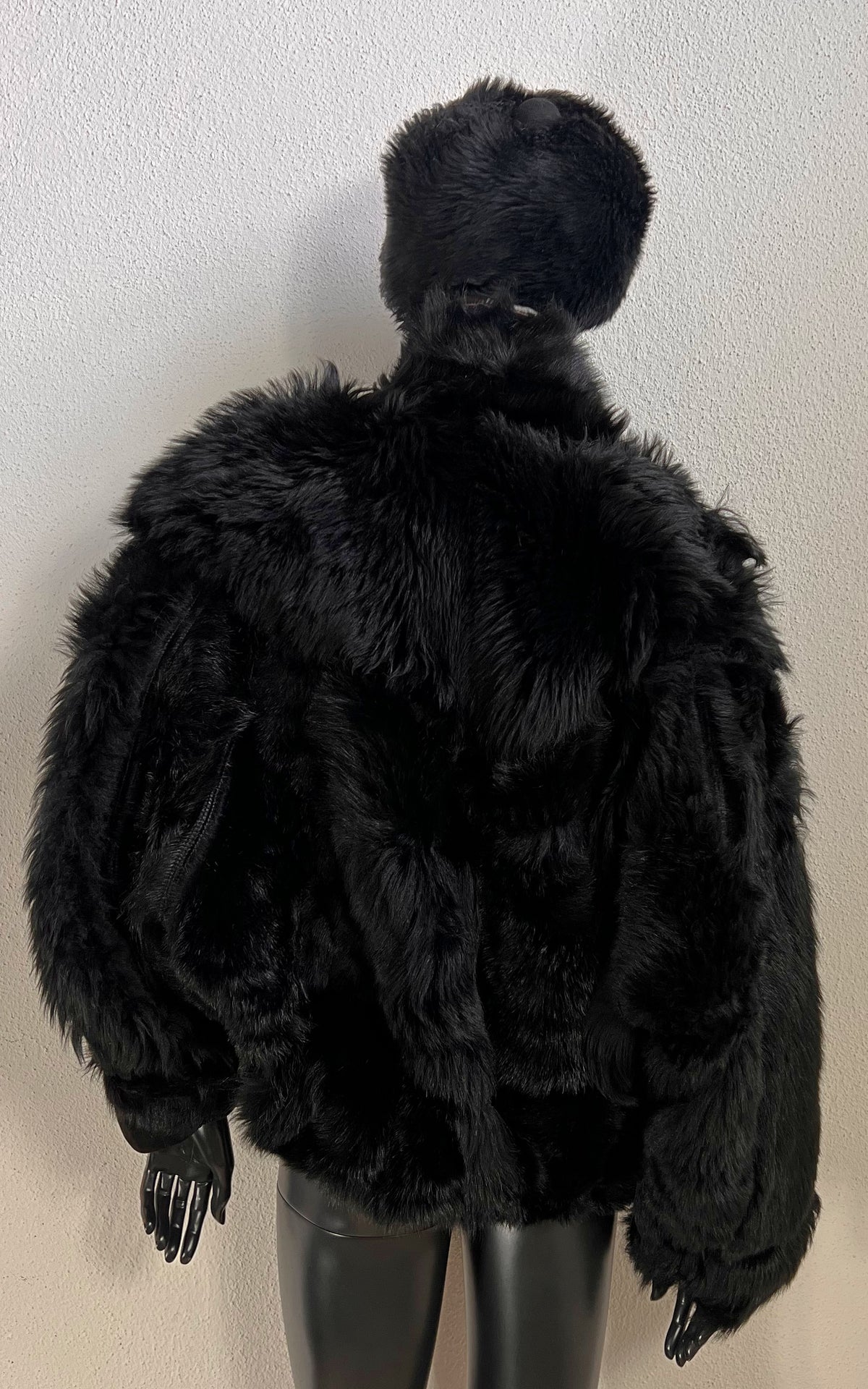 Reworked Curly Lamb Shearling Jacket Black
