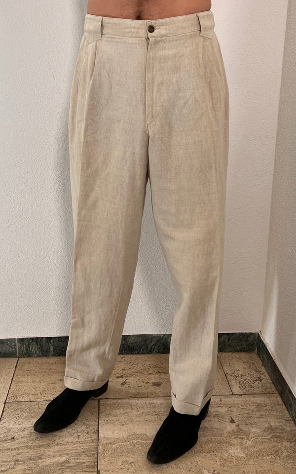 Vintage 80s Pleated Linnen Trouser