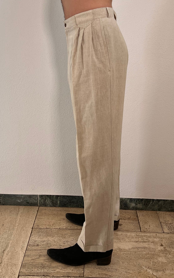 Vintage 80s Pleated Linnen Trouser