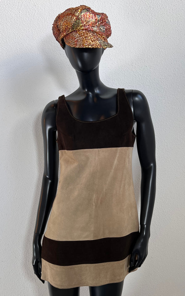 Vintage 60s Mini Suede Leather Dress