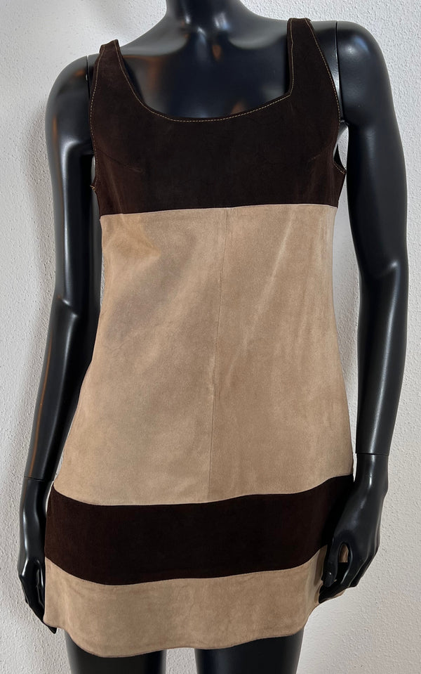 Vintage 60s Mini Suede Leather Dress