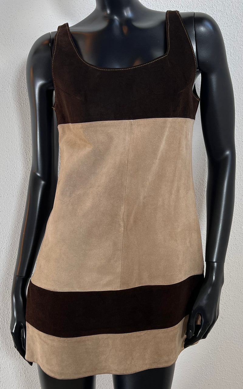 Vintage 60s Mini Suede Leather Dress