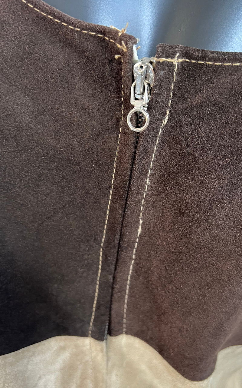 Vintage 60s Mini Suede Leather Dress