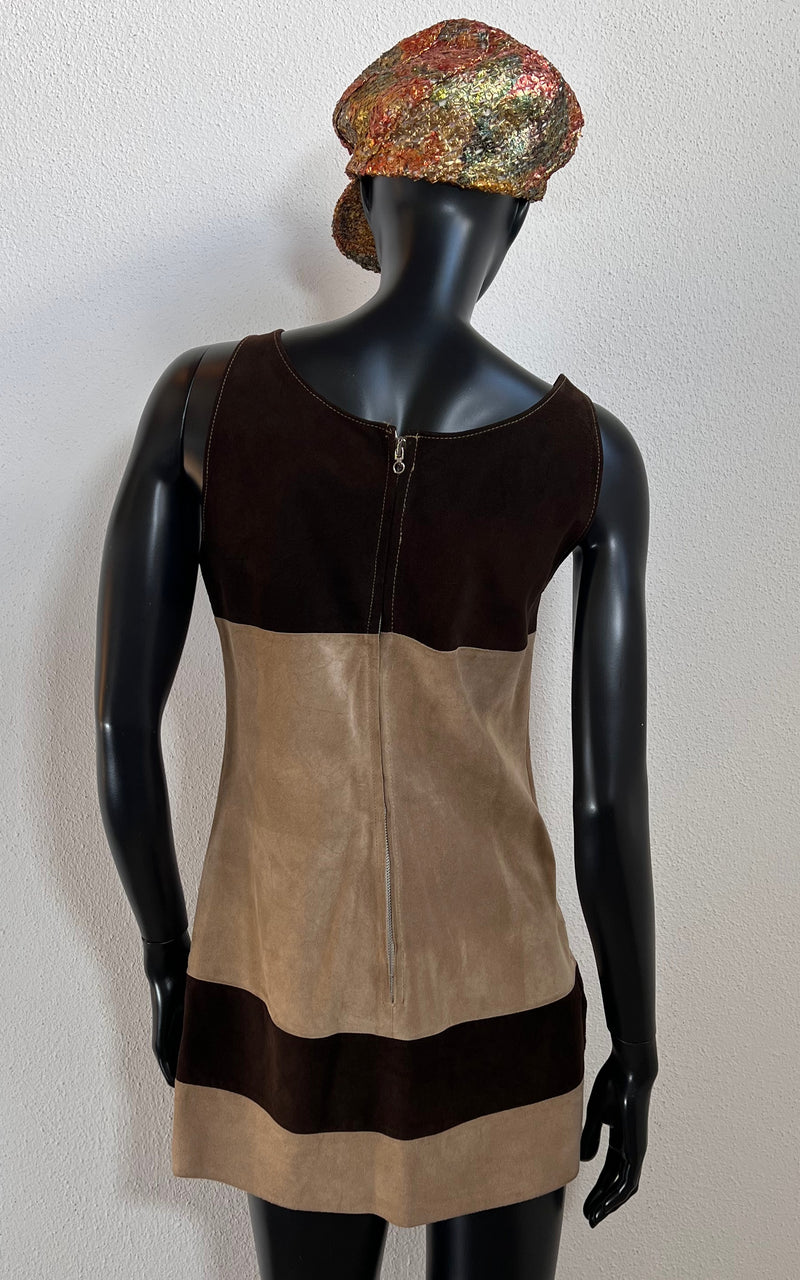 Vintage 60s Mini Suede Leather Dress