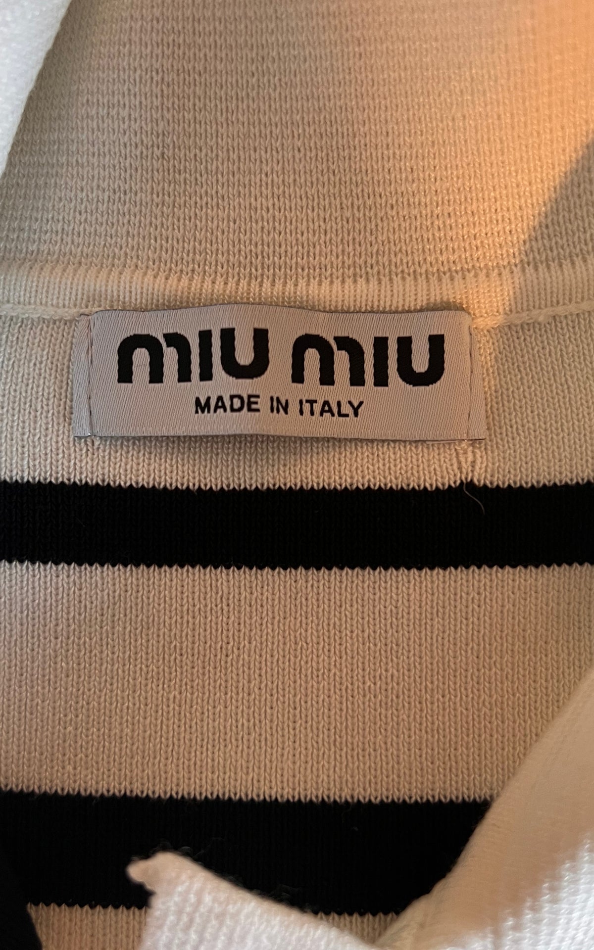 Miu Miu Striped Knit Polo Top