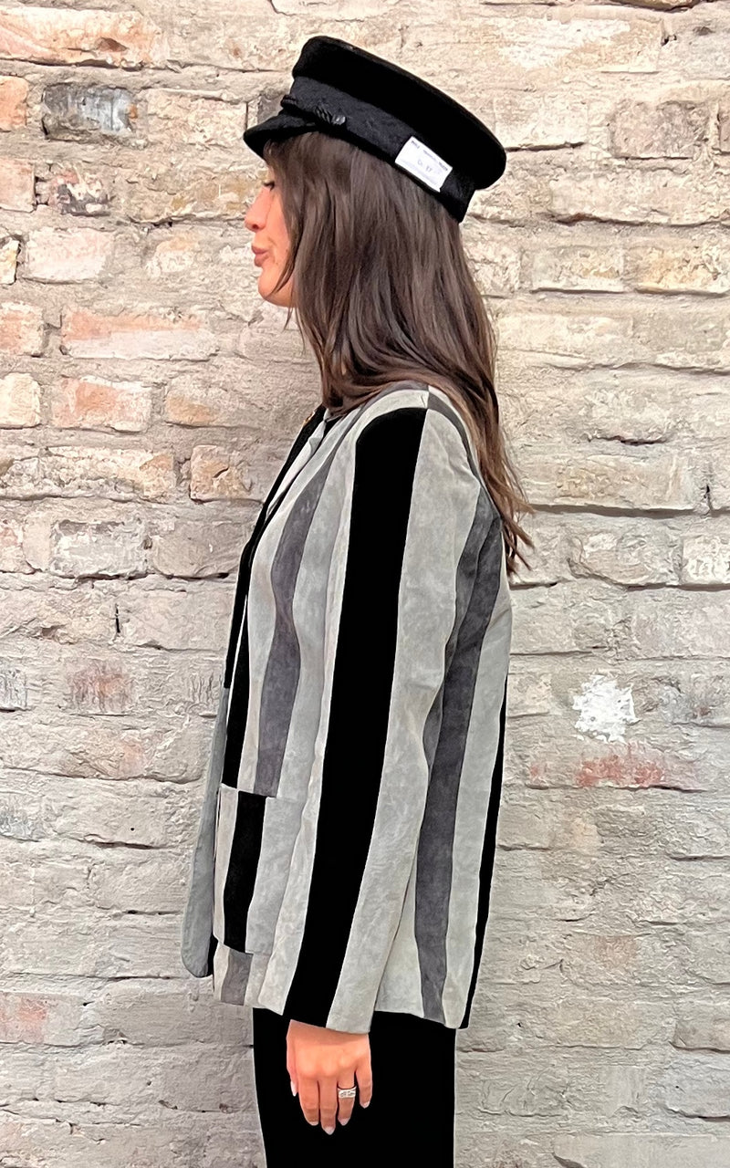 Vintage Striped Suede Jacket