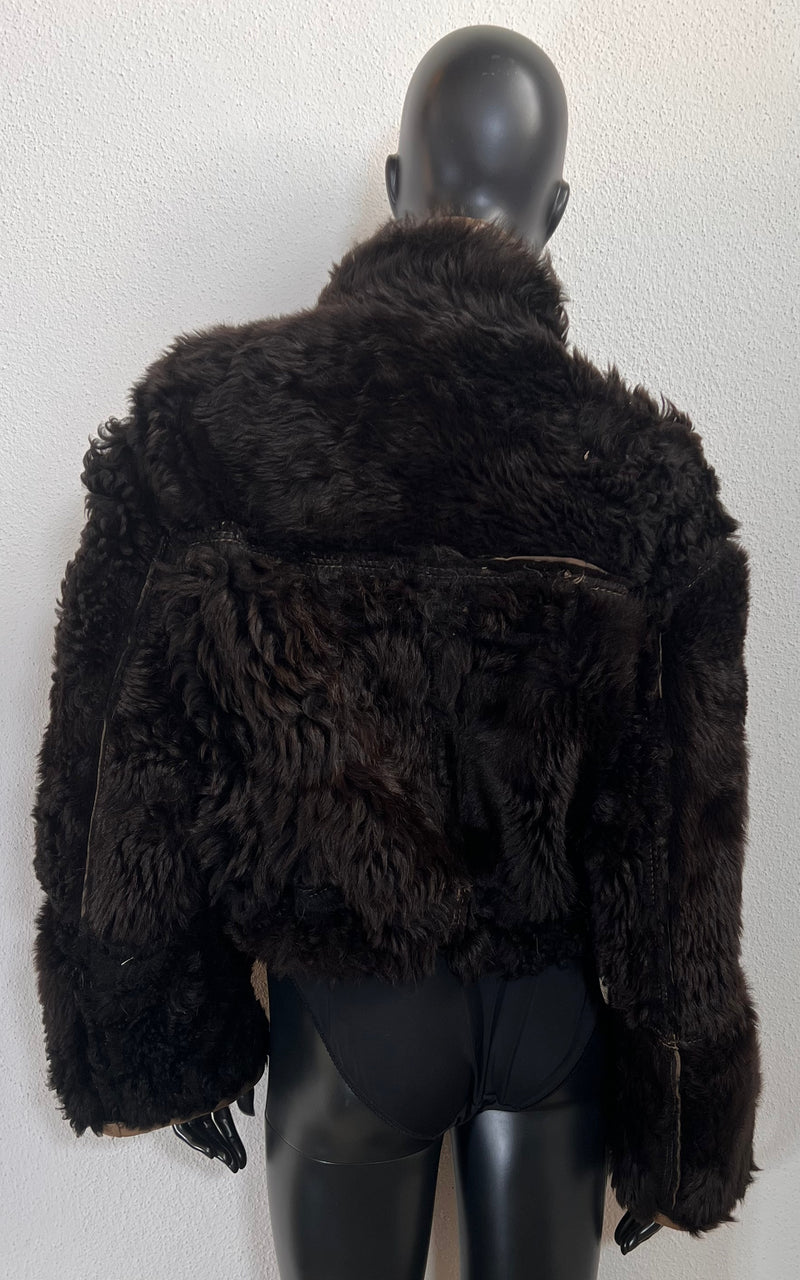 Vintage Cropped Curly Shearling Jacket