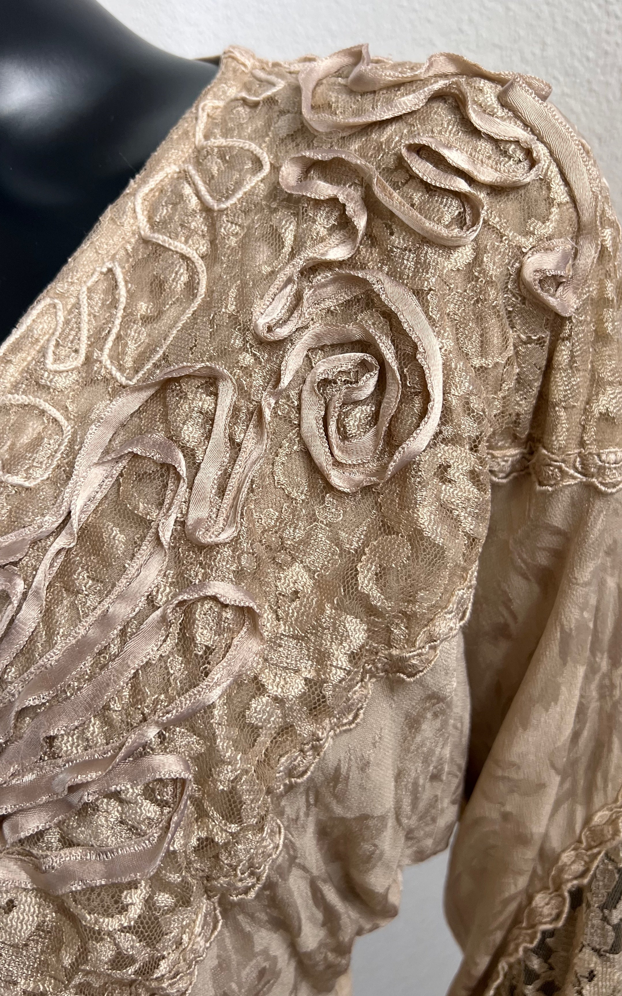 Vintage 80s Viscose and Lace Shirt