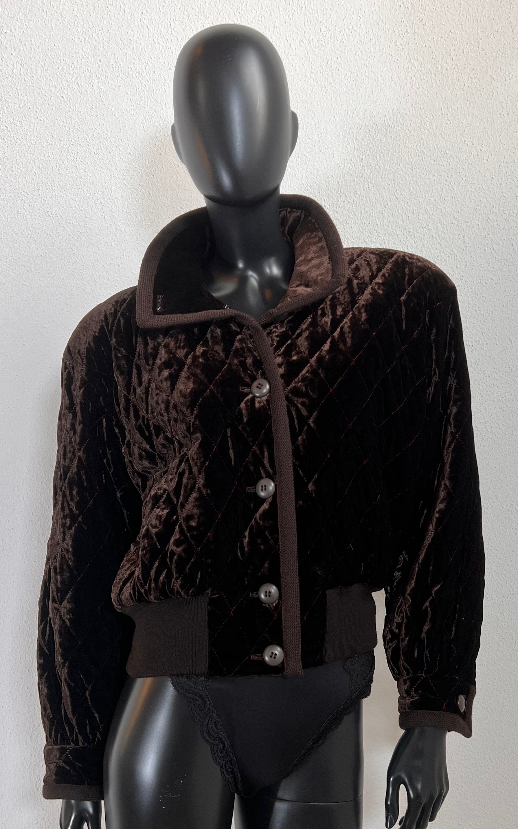 Vintage Escada Brown Velvet Bomber Jacket