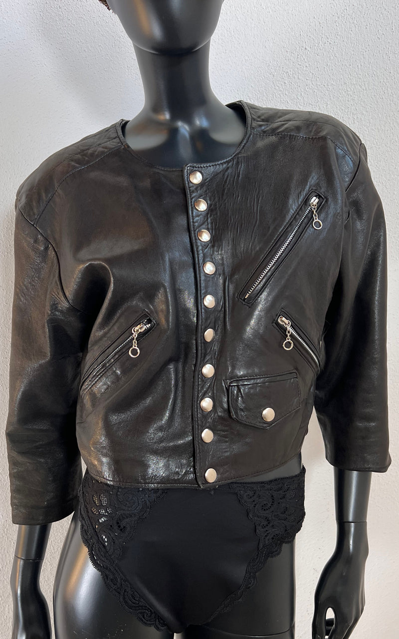 Vintage Cropped Leather Jacket