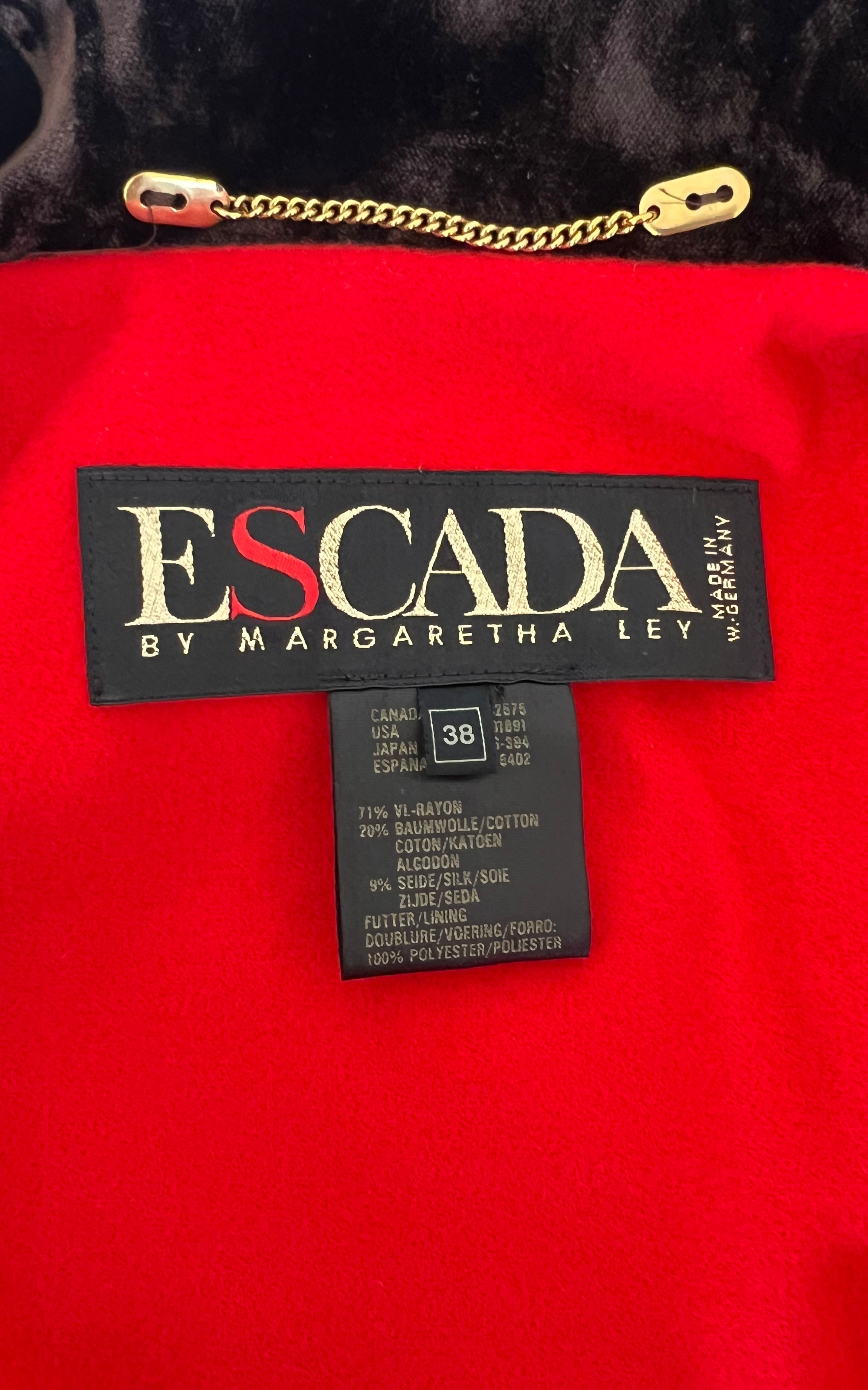 Vintage Escada Brown Velvet Bomber Jacket