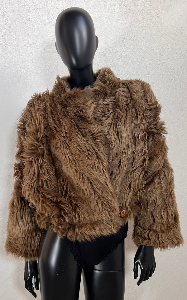 Vintage Cropped Curly Shearling Jacket