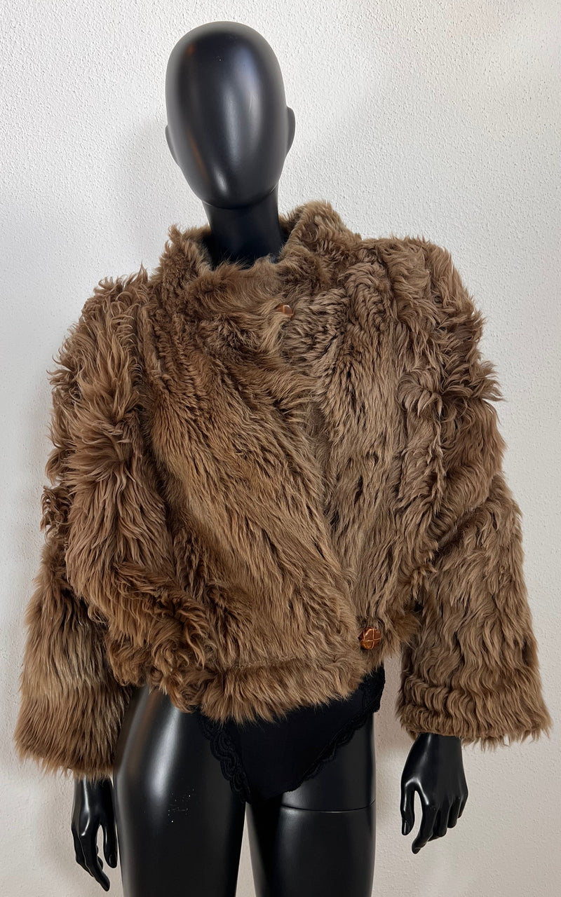 Vintage Cropped Curly Shearling Jacket