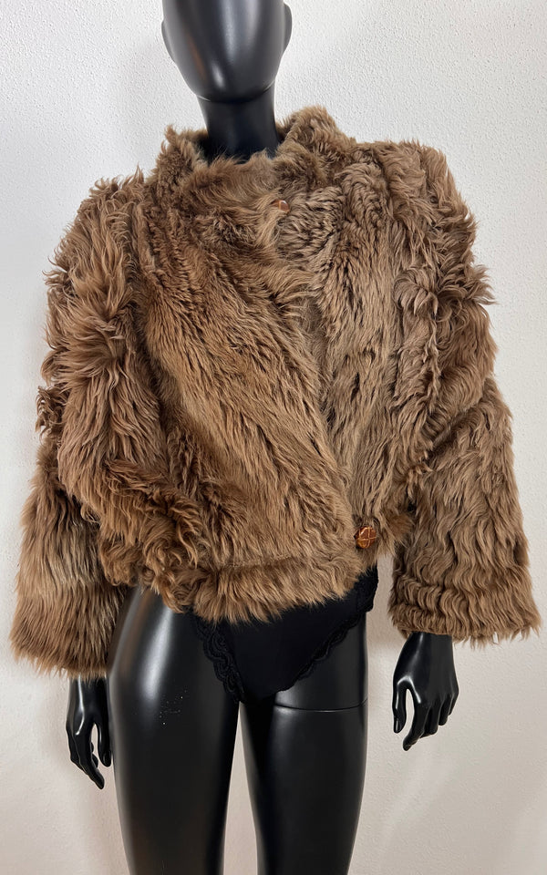 Vintage Cropped Curly Shearling Jacket