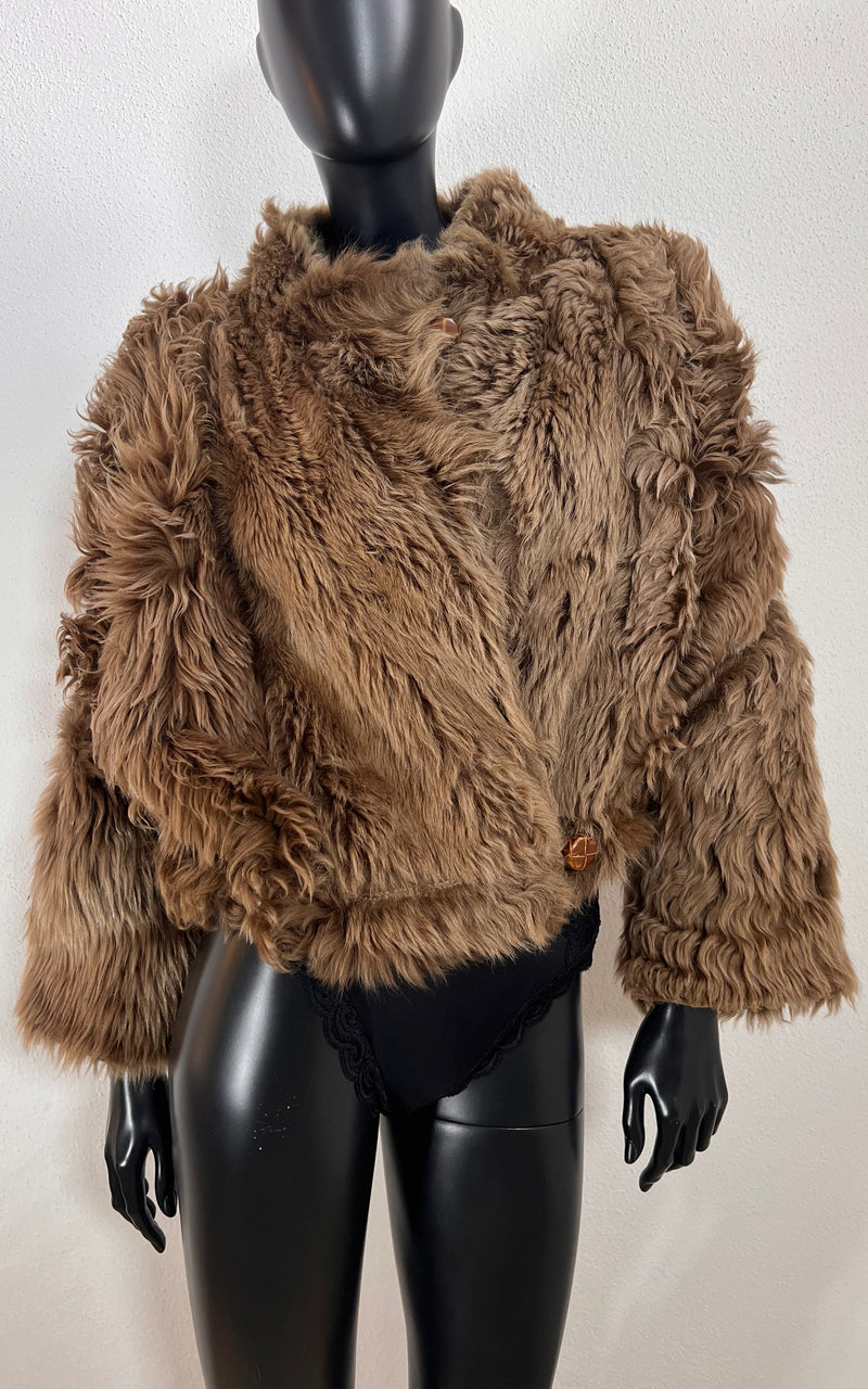 Vintage Cropped Curly Shearling Jacket