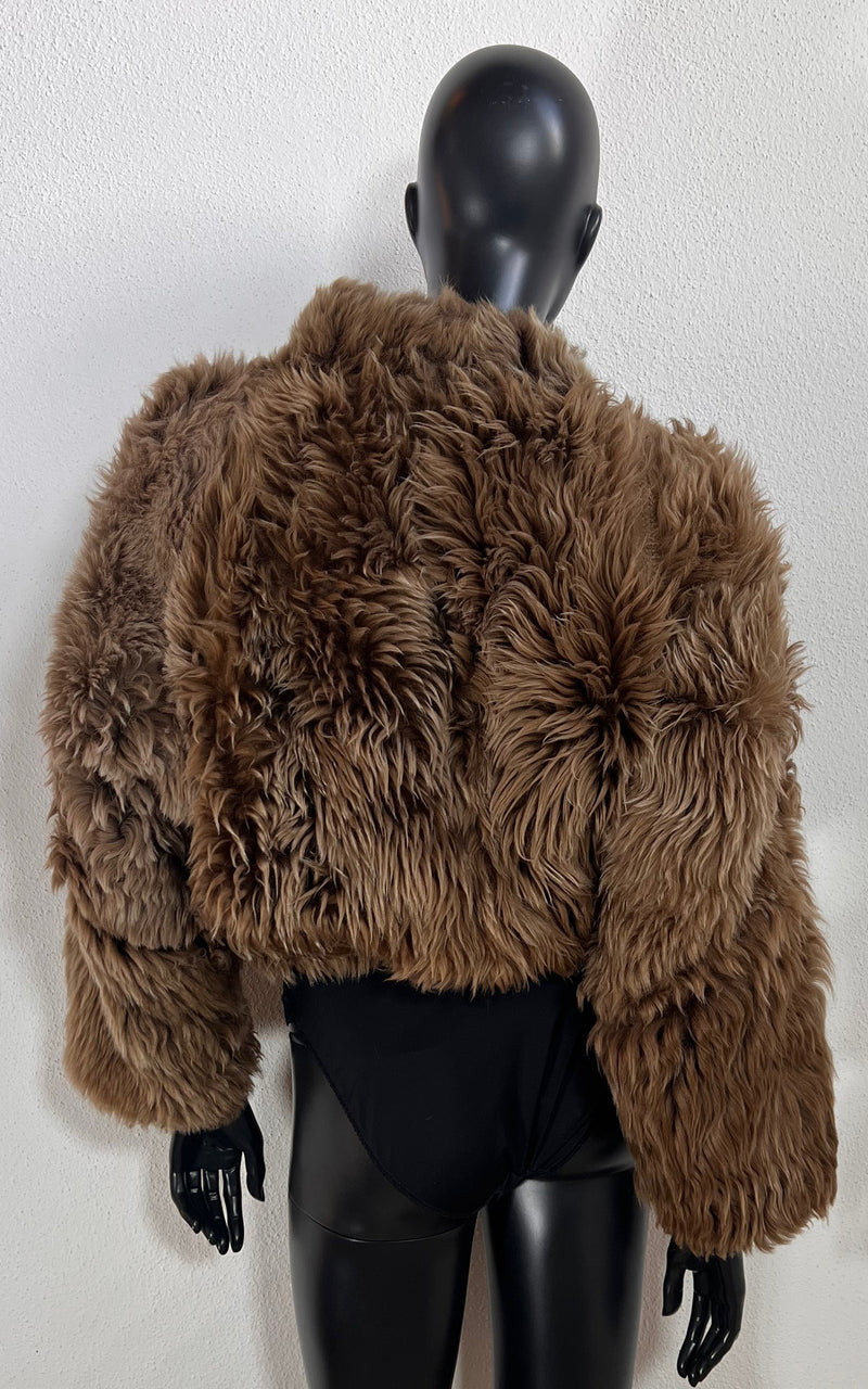 Vintage Cropped Curly Shearling Jacket