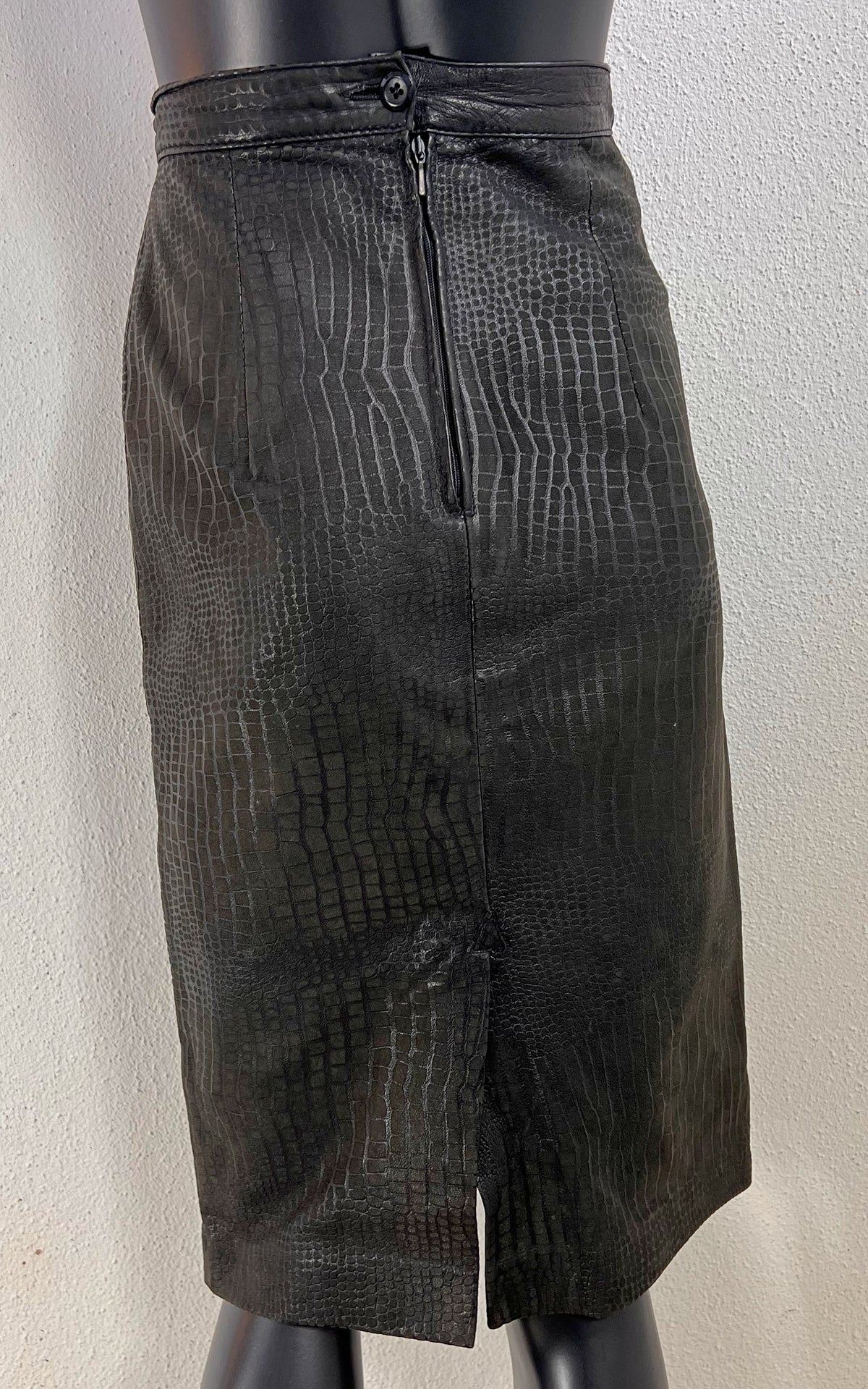 Vintage Hannelore Gebhardt Croc-Embossed Leather Skirt