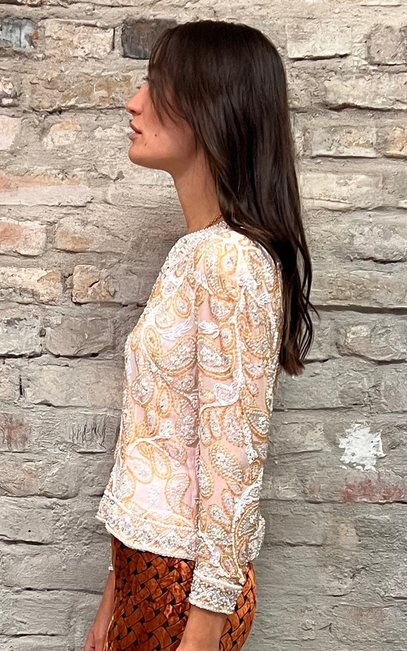 Vintage 60s Sequin Silk Top