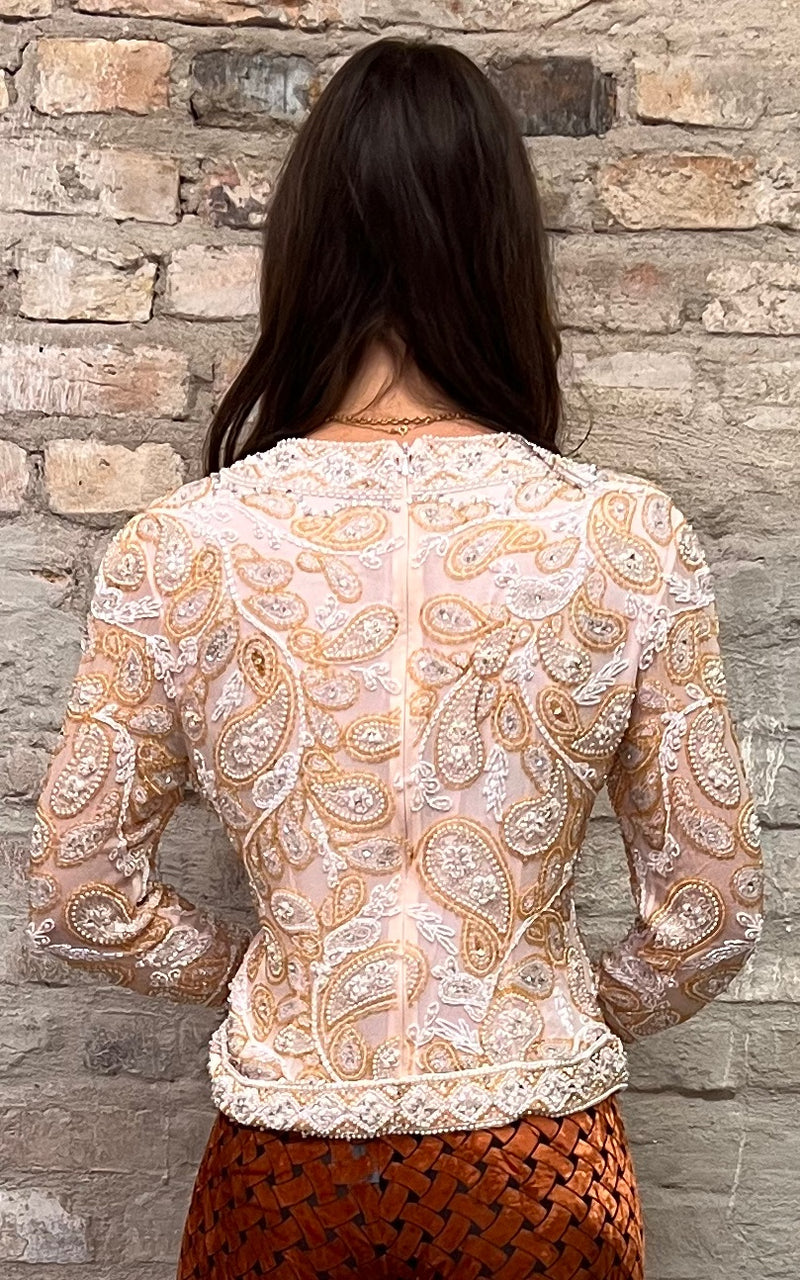 Vintage 60s Sequin Silk Top