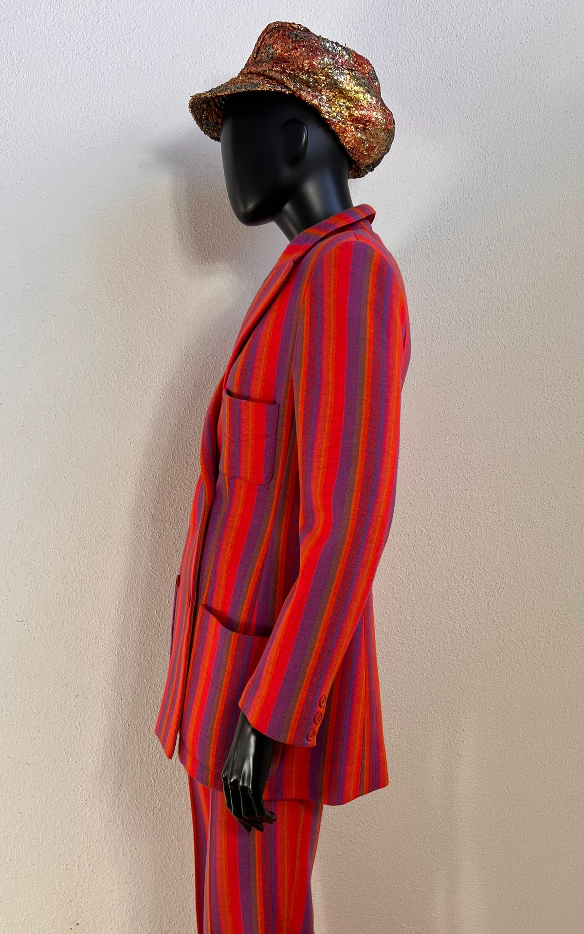 Vintage 1970s Rodier Paris Striped Trouser Suit