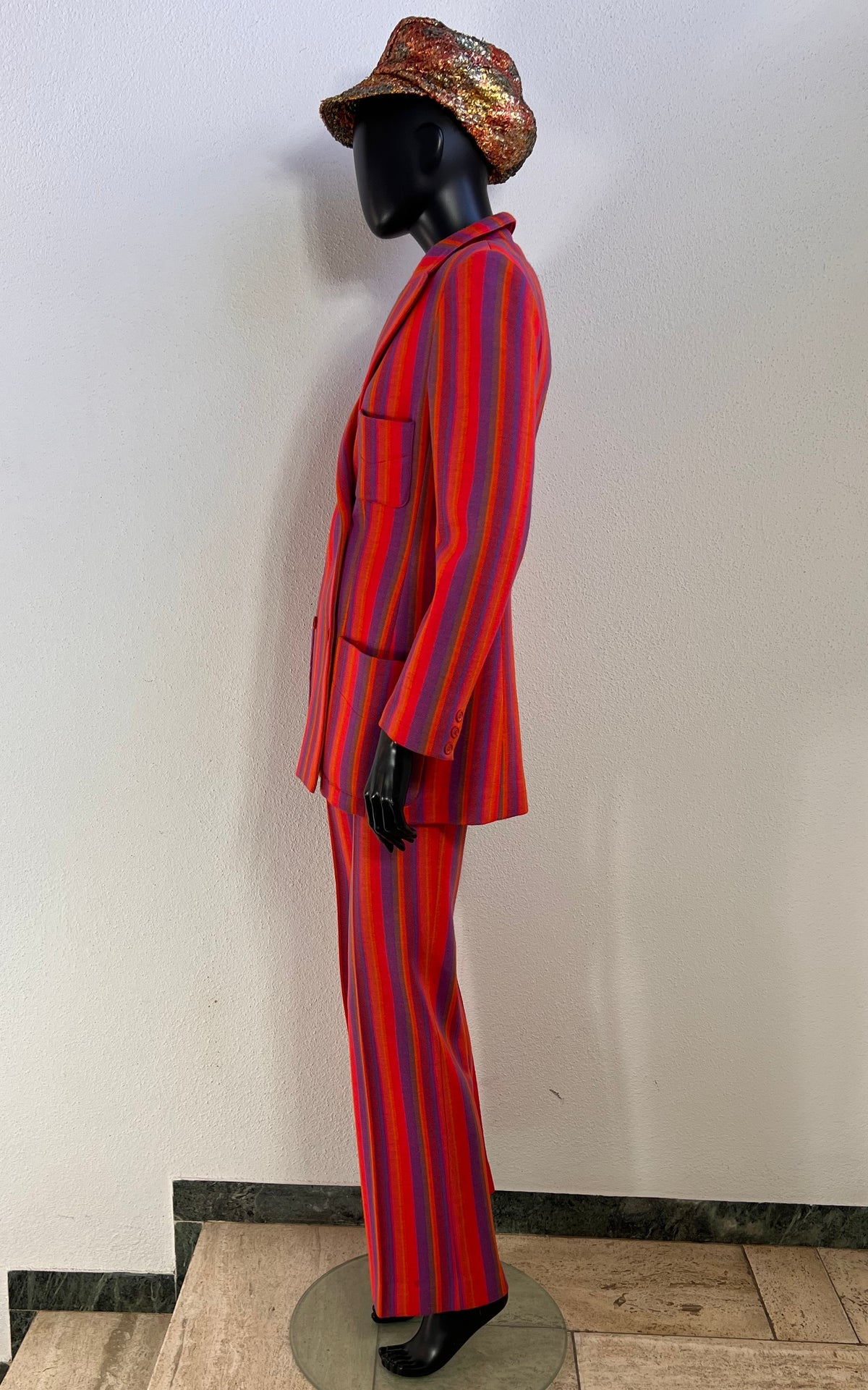 Vintage 1970s Rodier Paris Striped Trouser Suit